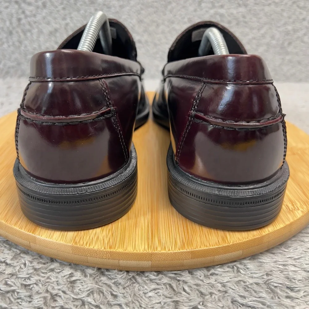 Rockport Mens Burgundy Leather Penny Loafers APM28493 Square Moc Toe 10.5M
